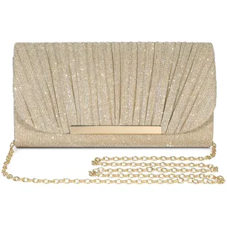 UBaymax Clutch Damen Abendtasche Gold,Funkelnde Kettenabendtasche,Modische Tasche Bag Handtasche,Elegante Umschlagtasche Crossbody für Neujahrsball,Hochzeit,Party und Hochzeit