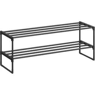 Schuhregal , Schwarz , Metall, Kunststoff , 92x34x30 cm , stehend , Garderobe, Schuhaufbewahrung, Schuhregale