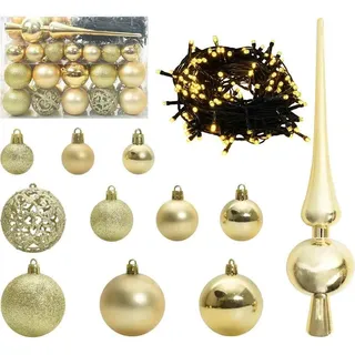 vidaXL Weihnachtskugel-Set mit 150 LEDs 61 pcs Gold Kunststoff - Gold