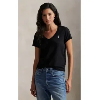 Polo Ralph Lauren für Damen. 211B14611009 Schwarzes Baumwoll-T-Shirt (S), Lässig, Baumwolle, Kurzarm