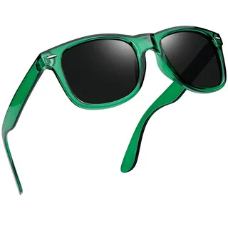 Joopin Rechteckige Sonnenbrille Herren Grau Retro Polarisierte Sonnenbrille Damen und Klassische Sport Brillen UV400 (Transparent Grün/Grau)
