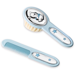 VALENTI & CO. Disney Baby Kindheit – Geschenk-Set mit Haarbürste und Kamm für Neugeborene mit Finish Winnie The Pooh in Silber, Hellblau, One Size