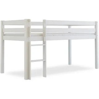 Bubema Sam – Kinder Hochbett, Buche massiv, mit oder ohne Rutsche, natur oder weiß lackiert - Weiß lackiert/Ohne Rutsche