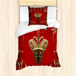 ABAKUHAUS Mandala Bettbezug Set für Einzelbetten, Eastern Boho Blumen, Milbensicher Allergiker geeignet mit Kissenbezug, Mehrfarbig