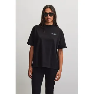 T-Shirt PEGADOR "OLARGUES HEAVY OVERSIZED TEE", Damen, Gr. XS, schwarz (washed schwarz), Jersey, Obermaterial: 100% Baumwolle, bedruckt, oversize normal, Rundhals, Shirts T-Shirt