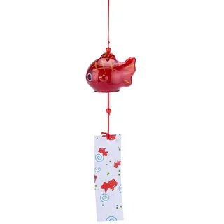 PH PandaHall Japanische Wind Windspiel Rot Goldfisch Wind Glocken Handmade Hanging Anhänger Ornament für Haus Schlafzimmer Garten Hof Balkon Patio Party Dekoration, 1 Pack
