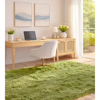 ROHATIM Teppich Wohnzimmer 200 x 300 cm Grün Waschbar Rutschfester Hochflorteppich Kinderzimmer Schlafzimmer Flauschiger Teppiche