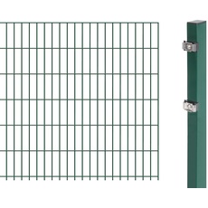 Alberts 641412 Doppelstabmattenzaun als Zaun-Komplettset | verschiedene Längen und Höhen | kunststoffbeschichtet, grün | Höhe 123 cm | Länge 2,5 m