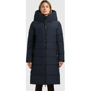 Steppmantel KHUJO "JILIAS6 MATT", Damen, Gr. XL (42), blau (port blau), Steppware, Obermaterial: 100% Polyester. Futter: 100% Nylon. Wattierung: 100% Polyester, unifarben, knielang, elastischer Bund, Mäntel Steppmantel, Steppware, kniefreier Schnitt, wärmend