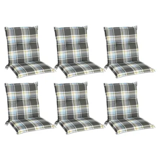 Beautissu 6er Set Sunny BK Niedriglehner Auflagen 100x50 cm in Blau Kariert - Blau