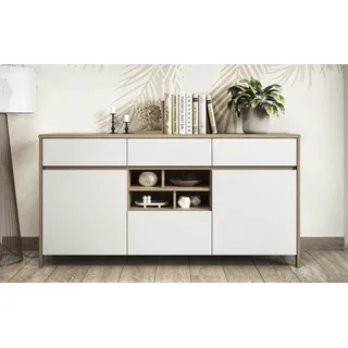 Home Affaire Sideboard HOME AFFAIRE "Stranda, moderner Schrank, Kommode im Scandi-Style, 165 cm breit", weiß (weiß skandi), B:164cm H:85cm T:39cm, FSC-zertifizierter Holzwerkstoff, Sideboards, Sideboard, elegante Rahmenoptik, ausreichend Stauraum, vielseitig 