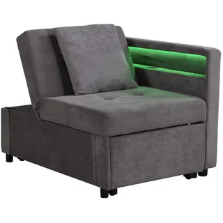 Beaok Schlafsofa 177/68/65 cm in Dunkelgrau – 3-in-1, verstellbar mit Usb/Led , Leder , 177x65x68 cm , Babymöbel & Kindermöbel, Kinderzimmer & Jugendzimmer, Schlafsofas