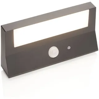Lindby LED Solarleuchte außen Maresia mit Bewegungsmelder (spritzwassergeschützt (Modern) in Alu (1 flammig,) - Solar-Wandleuchten Wandlampe für Outdoor & Garten Außenwand/Hauswand
