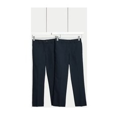 Girls M&S Collection 2pk Girls' Slim Leg School Trousers (2-18 Yrs) - Navy, Navy - 17-18
