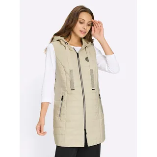 Longweste INSPIRATIONEN, Damen, Gr. 46, beige (sand), 100% Polyester, unifarben, Westen Longweste