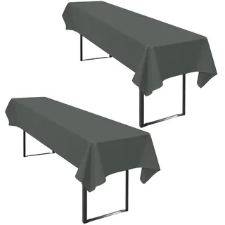 2 Stück Tischdecke Bierzeltgarnitur 110 x 260cm Dunkelgrau Biertischdecke für 50-70 cm Tischbreite, Polyester Premium Wiederverwendbar Biertisch Tischdecken für Biertischgarnitur