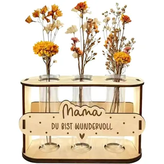 Geschenke für Mama,Geburtstagsgeschenk für Mama, Muttertag,Holz reagenzgläser für Blumen vase,Muttertagsgeschenk Geburtstags Weihnachten Blumen sind Nicht enthalten