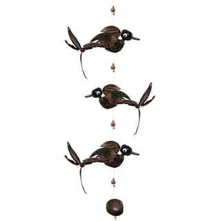 Kunsthandwerk Asien Windspiel Mobile 3 Vögel aus Holz, Länge ca. 94 cm
