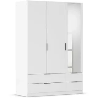 Rauch Kleiderschrank, Garderobe für Schlafzimmer, Kinderzimmer, Jugendzimmer 3-türig mit Spiegel, 4 Schubladen, mit Zubehör Basic, Farbe Weiß, Breite 136 cm
