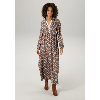 Aniston CASUAL Maxikleid mit fantasievollem Mandala-Druck, hellbraun, wollweiß, petrol, braun
