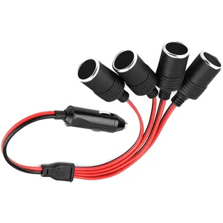 Verteiler Zigarettenanzünder, 4 Fach Zigarettenanzünder Stecker Verlängerung 12V/24V 4-Wege Autoladegerät Auto KFZ Zigarettenanzünder Adapter Steckdose Splitter Adapter an Buchse Verlängerung Kabel