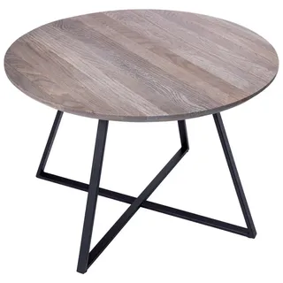 Novel Couchtisch , Schwarz, Eichefarben , Holz, Metall , Eiche , massiv , rund , Kufe , 60x40x60 cm , Wohnzimmer, Wohnzimmertische, Couchtische, Couchtische rund