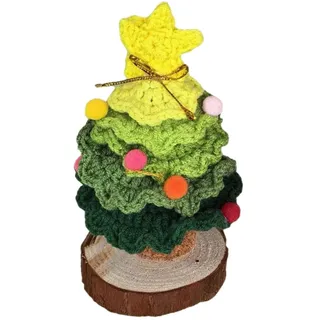 Handgefertigter gehäkelter Weihnachtsbaum im Topf, Mini Tischdeko, Kreatives DIY Ornament für Zuhause, Büro oder Geschenk, Festliche Punschbaum Dekoration (Grün)