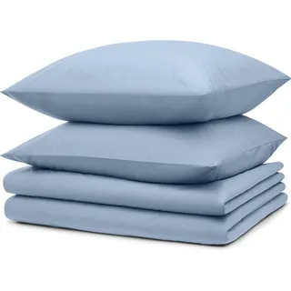 Blumtal Bettwäsche 2X Hellblau 135 x 200 cm + 2 x 40 x 80 cm