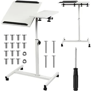 Maclean Brackets Mobiler Laptop-Tisch | Höhenverstellbar 59-89cm max. 30kg MC-121 W Weiß