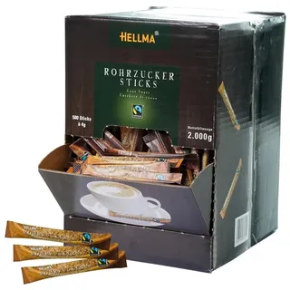 Hellma Fairtrade Rohrohrzucker-Sticks, 500x4,0 g