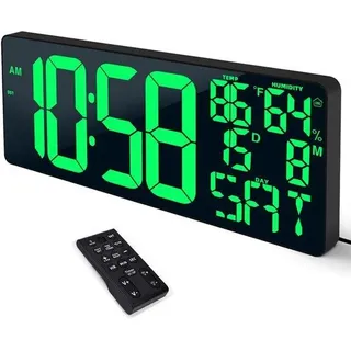 Große digitale Wanduhr 18'' mit Fernbedienung und Automatikklemme