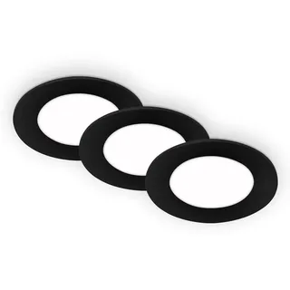 Briloner Einbauleuchte 3er Set rund schwarz Kunststoff