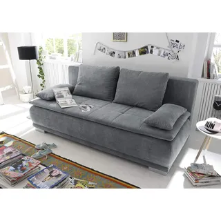 Stella Trading LUIGI Bequemes Schlafsofa mit Bettkasten, Stoffbezug Anthrazit - Klappbares Sofa mit Schlaffunktion und fest vernähtem Schaumtopper - 211 x 93 x 103 cm (B/H/T)