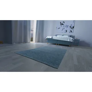 Morgenland »GABBEH FEIN Uni rechteckig, 18 mm Höhe, reine Schurwolle, uni, Wohnzimmer blau - 200 x 140 cm