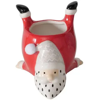 Boltze Home Blumentopf Timmy , Rot , Stein , 10.5x10.5x11 cm , Dekoration, Weihnachtsdekoration