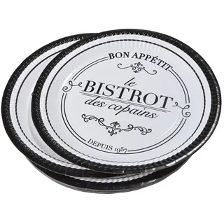 Homéa, Set mit 10 Papptellern, Durchmesser 23 cm, Bistrot, ohne Folie