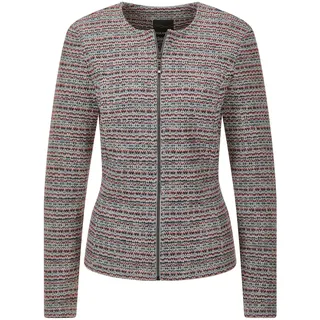 Jackenblazer GOLDNER "Kurzgröße Jerseyblazer mit Glanzakzenten", Damen, Gr. 25, bunt (bunt, gemustert), Obermaterial: 48% Baumwolle CO. 39% Polyester PES. 12% Polyacryl PAN. 1% metallisierte Fasern MTF., Blazer Jackenblazer, Passformnähte