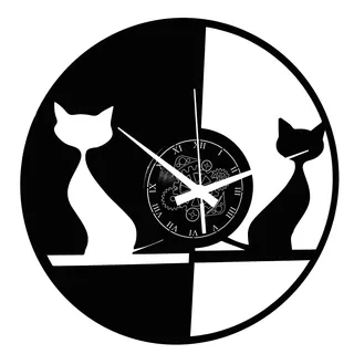 Instant Karma Clocks Katzenpaar Wanduhr 0,00 Minimalistische Uhr schwarz