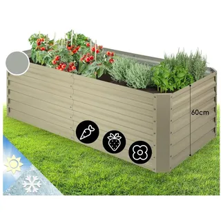 Blumfeldt Hochbeet aus Metall 180 x 90 x 60 cm Beige