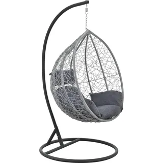Hängesessel Capileira 1-Sitzer Outdoor Hängestuhl mit Gestell und Kissen Hängekorb bis 150 kg Hellgrau/Dunkelgrau - Grau