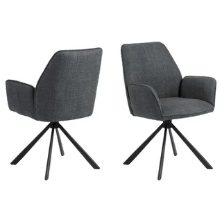 Actona 2er-Set Actona Stuhl Glenda Stoff Grau Dunkelgrau