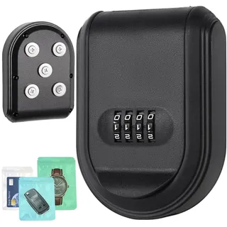 2Pcs 2 in 1 Schlüsseltresor Wandmontage, Dayear Magnetischer Schlüsselhalter mit Zahlenschloss unter dem Auto,Hide Key Lock Box with 10Pcs Magnets, Key Holder Schlüsselversteck für draußen/Schwarz