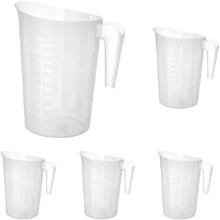 HENDI Messbecher, mit Skalierung, Stapelbar, Bruchsicher, 5,0L, ø210x(H)270mm, Polypropylen (Packung mit 5)