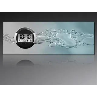 6123 Dixtime Digital Designer Wanduhr, Moderne Wohnraumuhr 35x100cm - Blau