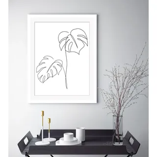 queence Bild »Fabrice« Blätter   Kunst   Pflanzen   Pflanzenbilder   Schwarz-Weiß 1 Stk. tlg. HD Premium Poster-Druck inkl. Holzrahmen, weiß