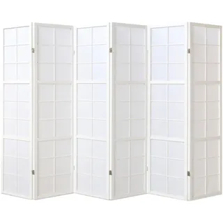 Homestyle4u Paravent 6-tlg. 264/175 cm Weiß Shoji , Holz , 264x175x2 cm , Wohnzimmer, Raumteiler, Paravents