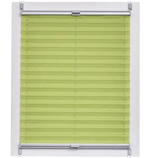 Sunlines Plissee Made in Germany, Tageslicht, Echtcrush Klemmfix, Silbergraue Schiene, 110 x 150, Stoff, Grün, 110 x 2.3 x 150 cm
