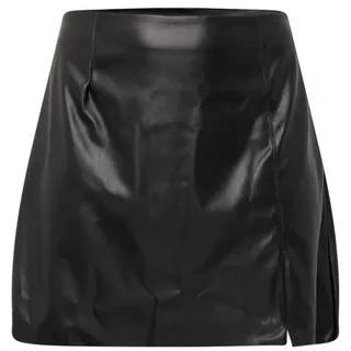 Noisy May Damen Nmclara Penny Pu Hw Slit Skirt Curvenoos, Schwarz, 50