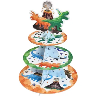 WERNNSAI 3 Stöckiger Dinosaurier Tortenständer, Dino Cupcake Ständer