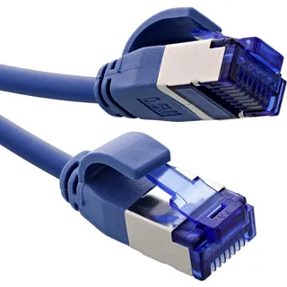 InLine Patchkabel Slim, Cat.6A, S/FTP, TPE (LSZH) flexibel, PoE, Kupfer (CU), LAN, Ethernet, Netzwerk Kabel, RJ45 Gigabit, blau, 3m,